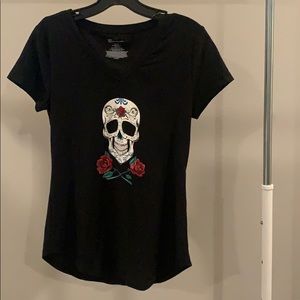 Never worn sugar skull and roses black tee medium